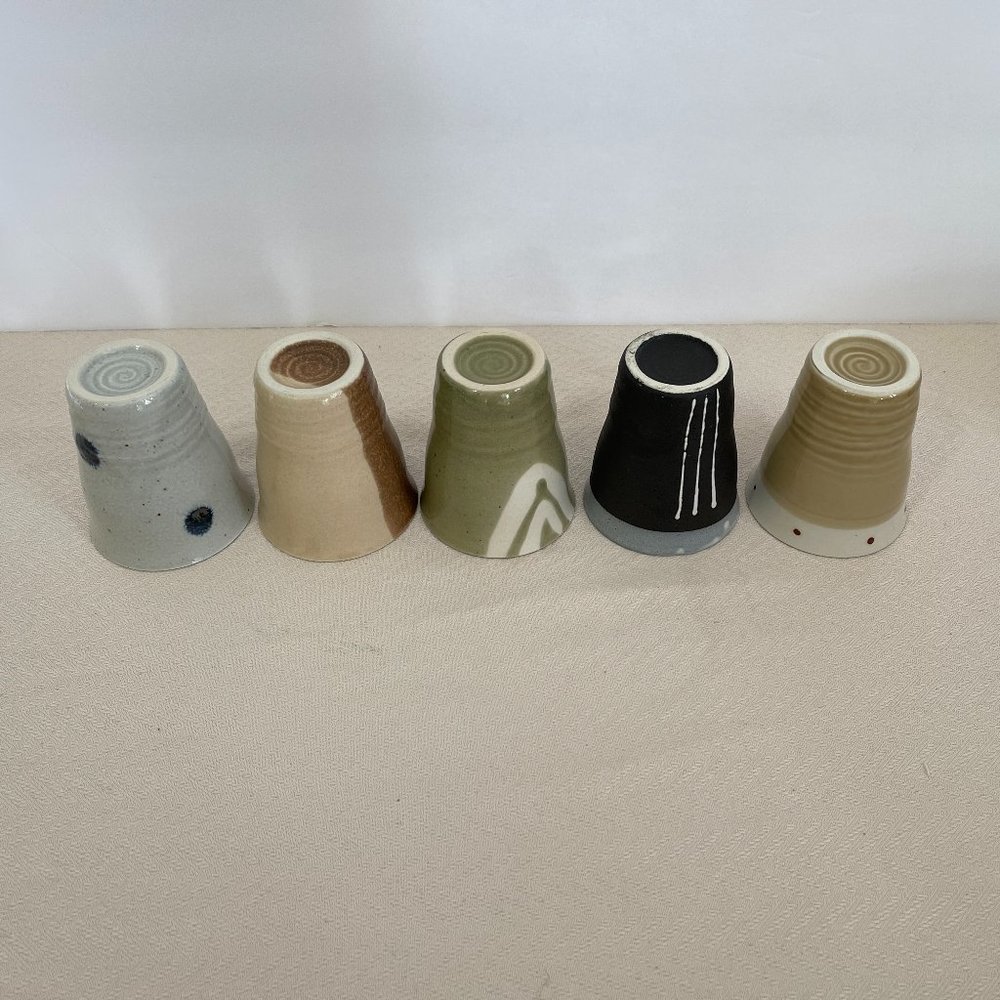 Japanese Yunomi Style Ceramic Tea Cup Set, 5-pcs - Picture 2 of 7